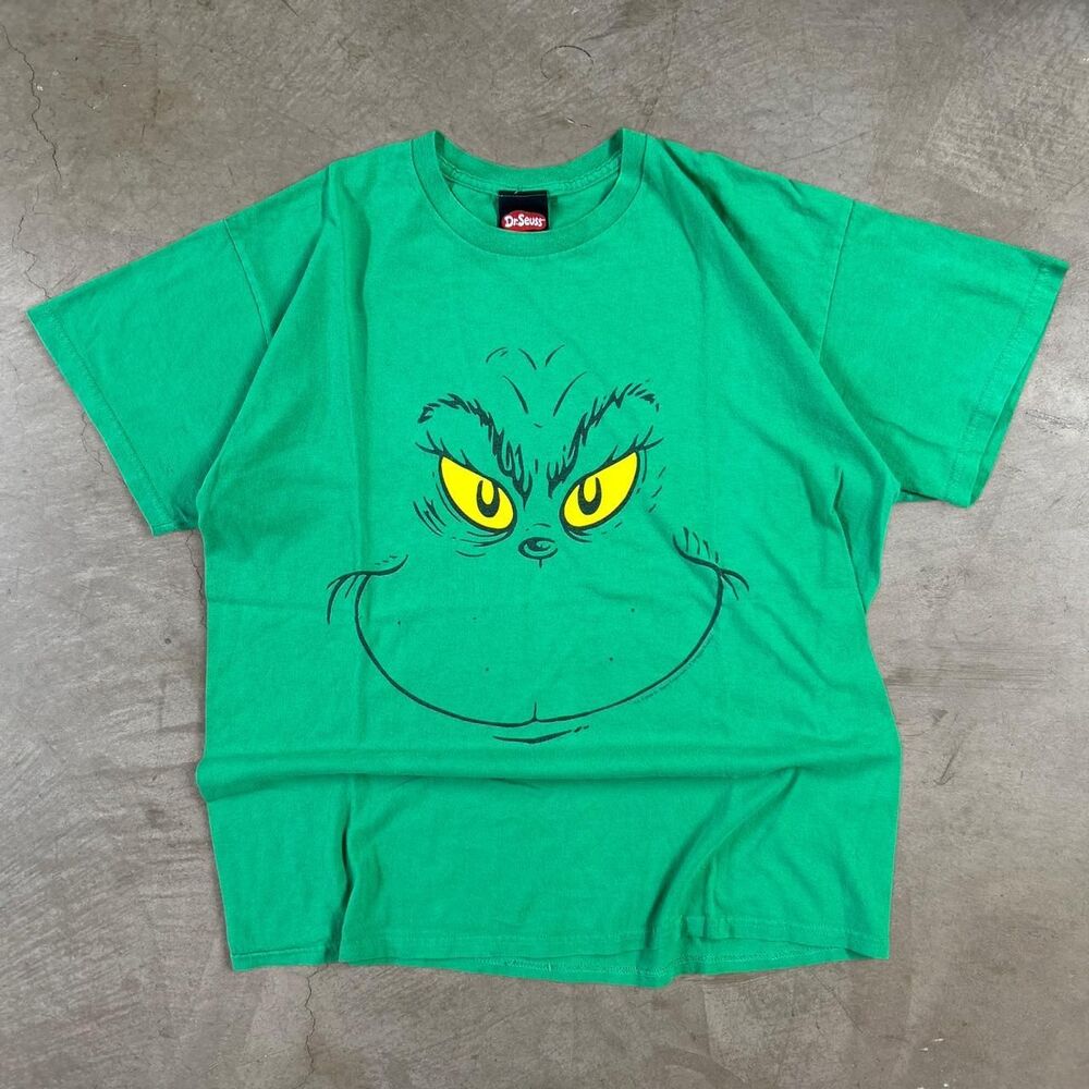Green Dr Seuss Cartoon Grinch tee